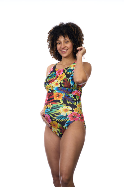 EQ Swimwear Women's Solid Banded Maternity One Piece Swimsuit at